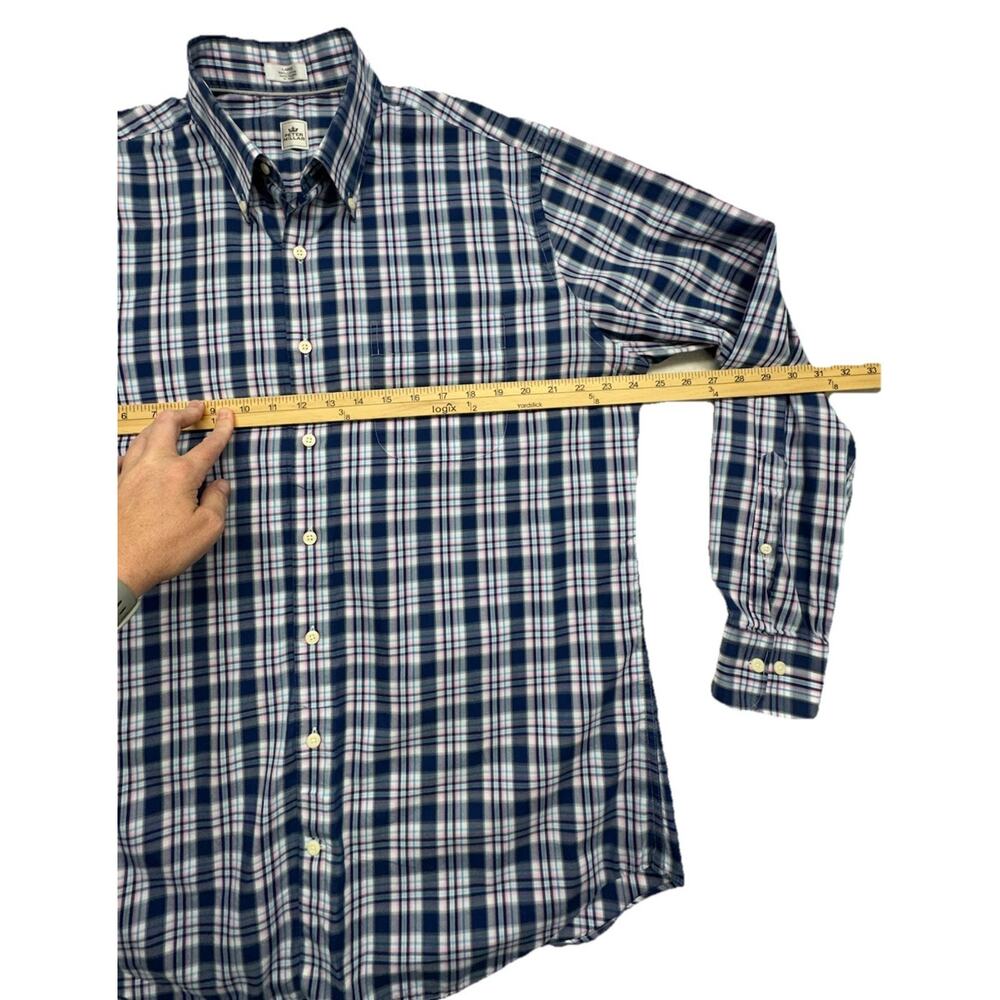 Peter Millar Mens Size Large Shirt Plaid Long Sleeve Button Up Cotton Blue - Picture 7 of 8